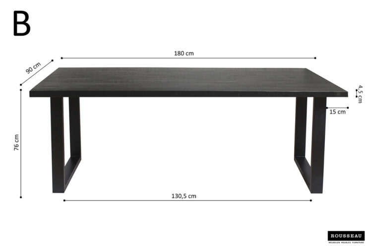 Table 'Nicola' 180 cm Rectangulaire en bois de manguier noir - Image 7