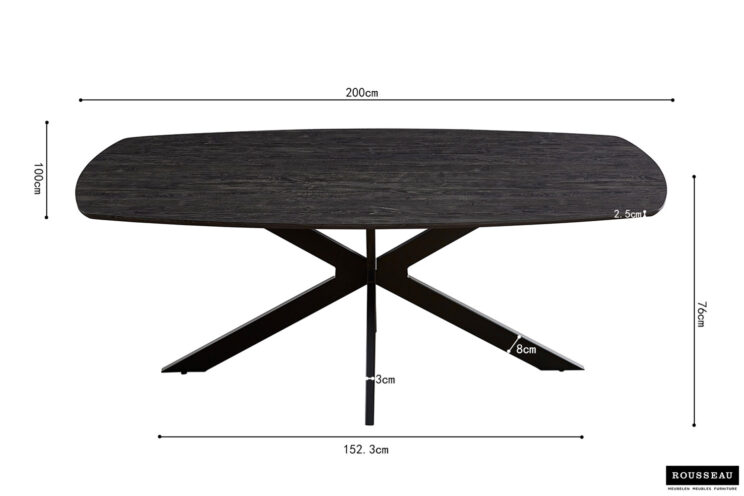 Table 'Aziz' 200 cm ovale en décor bois de chêne foncé - Image 7