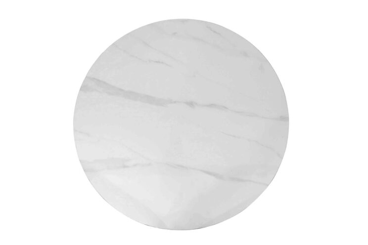 Table 'Apollo' 110 cm Ronde en Pierre Brillante Blanc marbré - Image 7