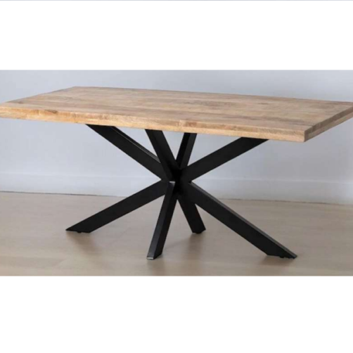 Table 'Abel' rectangle en manguier massif 180*90 - Pied spider en métal noir