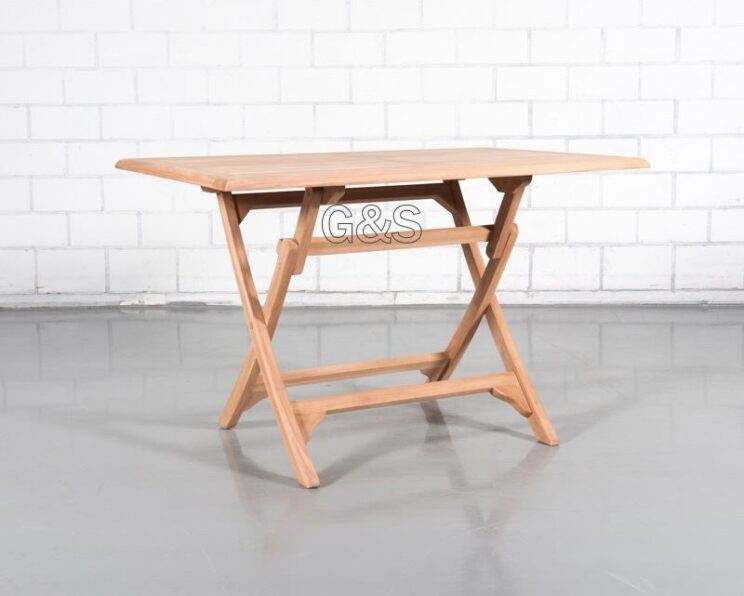 Table rectangle pliable en teck 120 cm