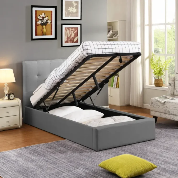 Lit coffre en tissu gris "Cairo" 90*200 - Image 3