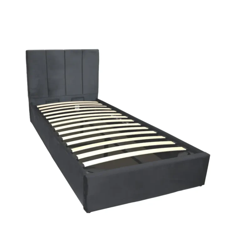 Lit coffre en velours anthracite "Dubai" 90*200 - Image 3