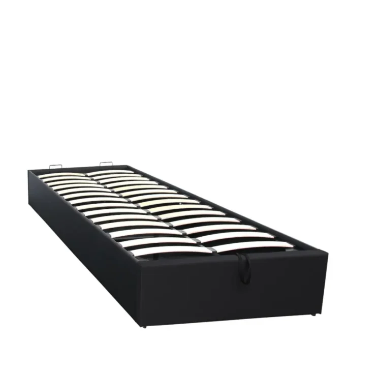Lit coffre en PU noir "Minya" 90*200