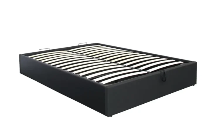 Lit coffre en PU noir "Minya" 140*200