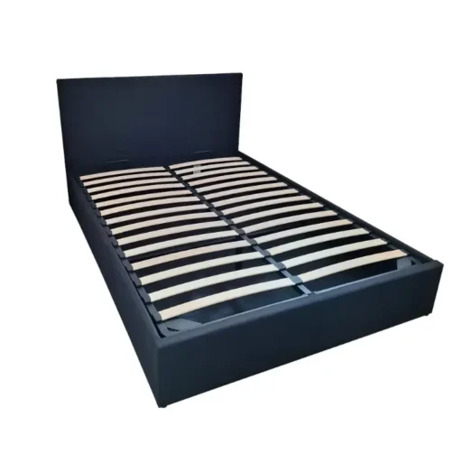 Lit coffre en tissu noir "Qina" 140*200