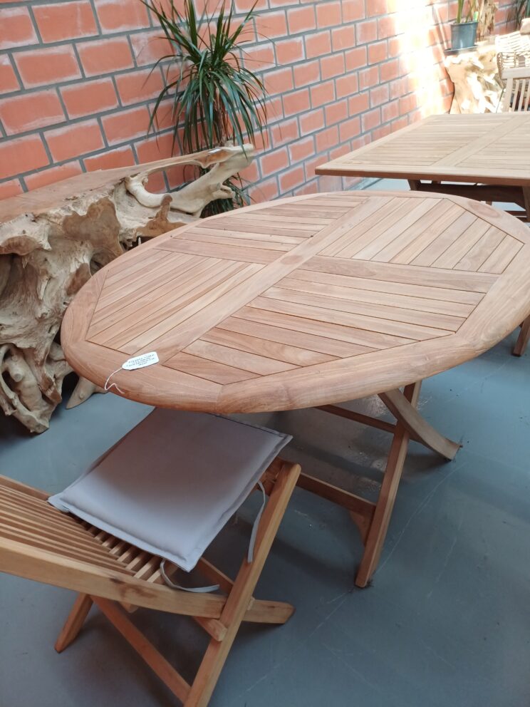 Table ronde pliable en teck 120 cm - Image 2