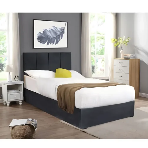Lit coffre en velours anthracite "Dubai" 120*200