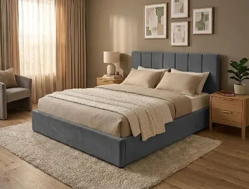 Lit coffre en velours anthracite "Dubai" 160*200
