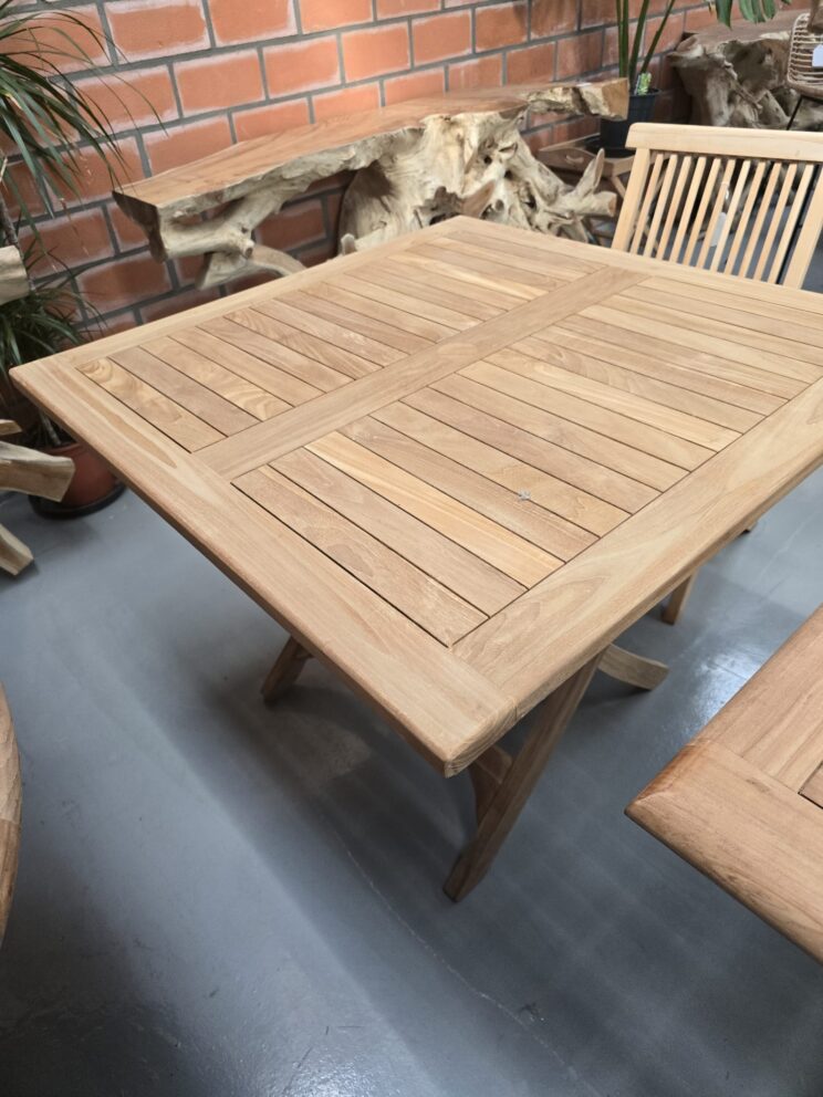 Table carrée pliable en teck 100 cm - Image 3