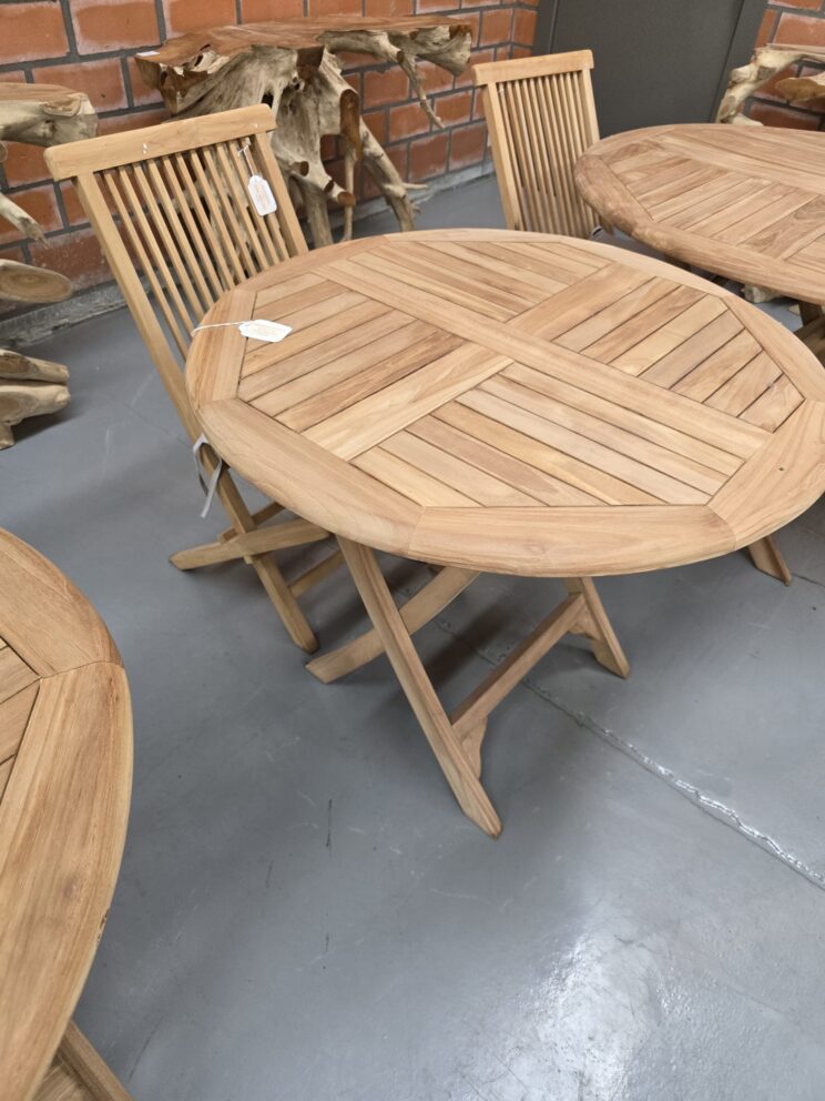 Table ronde pliable en teck 90 cm - Image 3