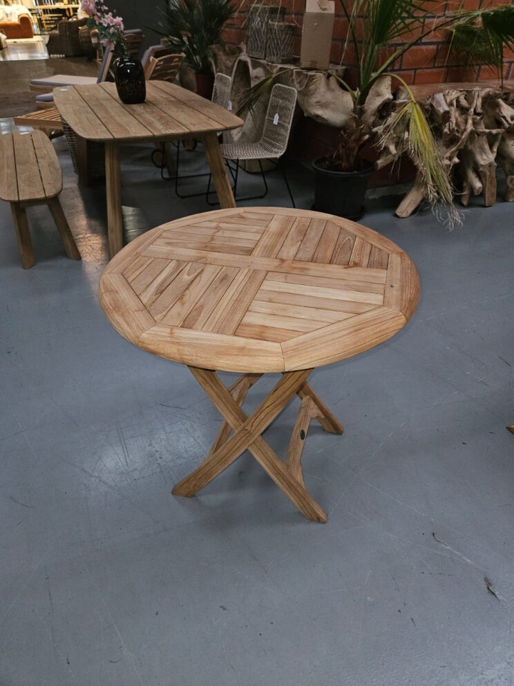 Table ronde pliable en teck 70 cm - Image 3