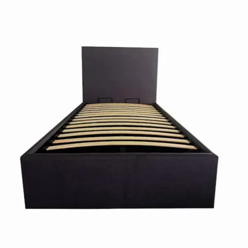 Lit coffre en tissu noir "Qina" 90*200