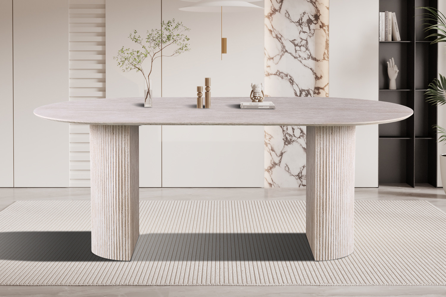 Table 'Lagos' 200 cm Ovale Décor Travertin Beige - Image 2