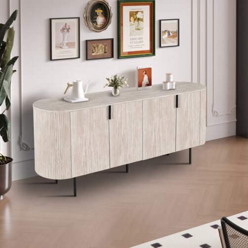 Bahut 200cm 'Lagos' décor travertin beige