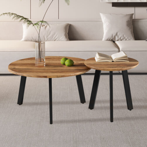 Set de 2 tables basses 'Aziz' décor mango
