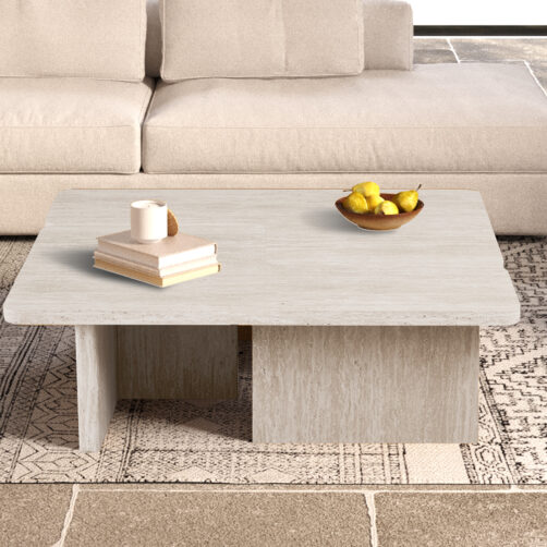 Table basse 'Arallo' décor travertin beige