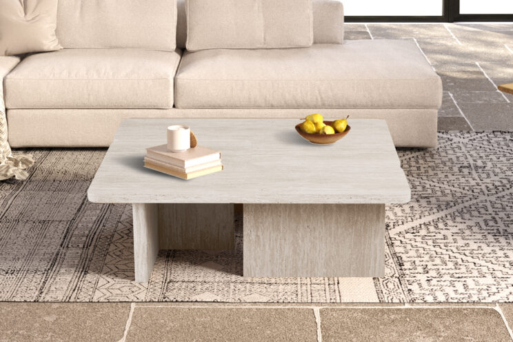 Table basse 'Arallo' décor travertin beige