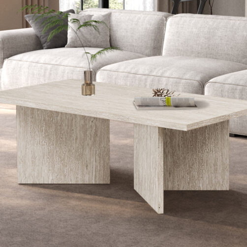 Table basse 'Litar' décor travertin beige
