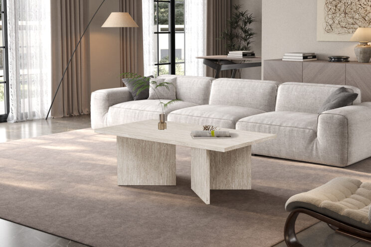 Table basse 'Litar' décor travertin beige - Image 2