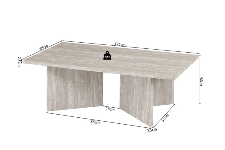 Table basse 'Litar' décor travertin gris - Image 7