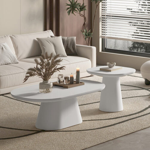 Table basse 120cm 'Tavira' ciment écru