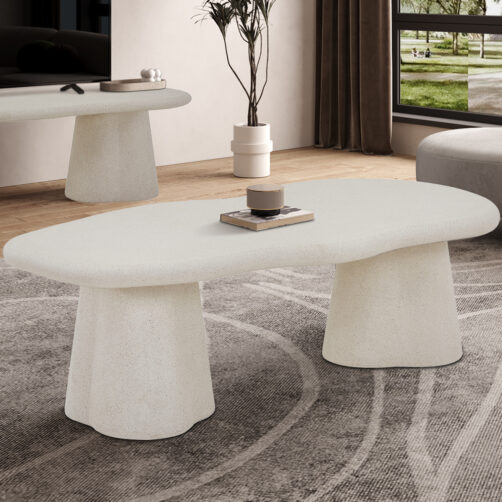 Table basse 130cm 'Faro' ciment organique