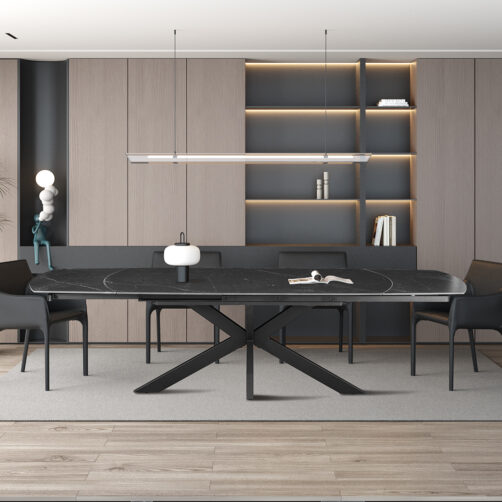 Table extensible 'Ares' 160-240cm ovale danoise pierre noir