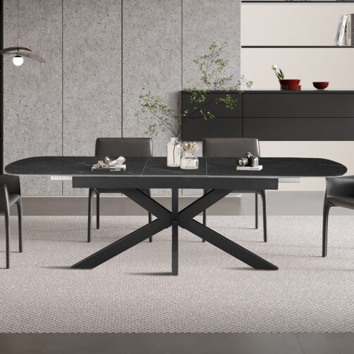 Table extensible 'Hestia' 180-220cm ovale danoise pierre noir
