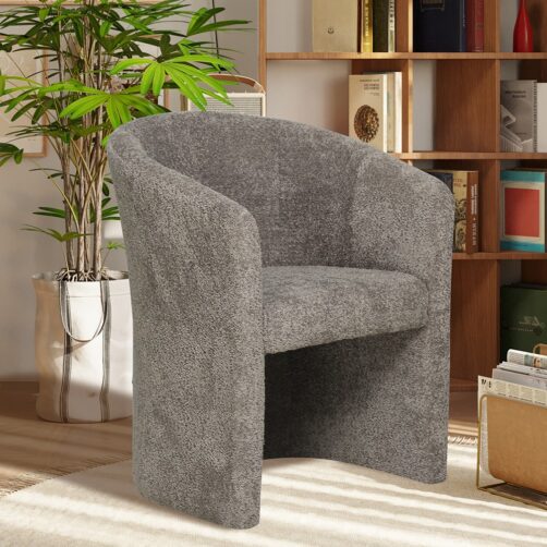 Fauteuil en tissu bouclé brun 'Charlie'