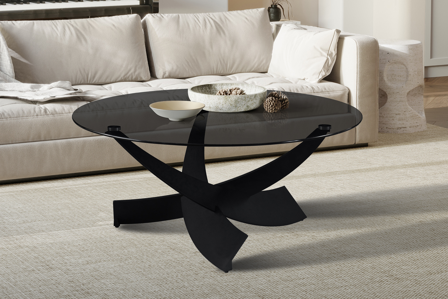 Table basse "Weston" ronde en verre