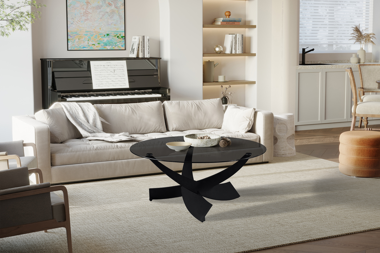 Table basse "Weston" ronde en verre - Image 2