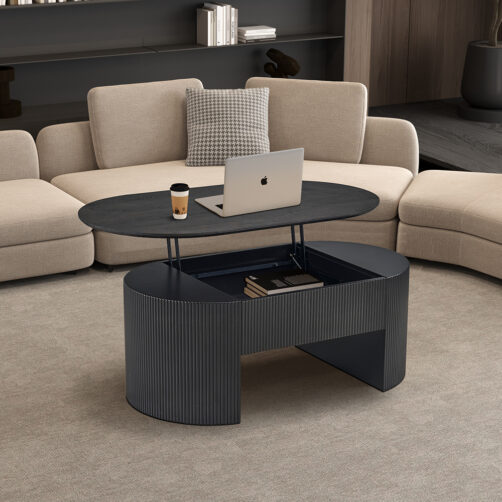Table basse "Lagos" plateau relevable décor brun foncé