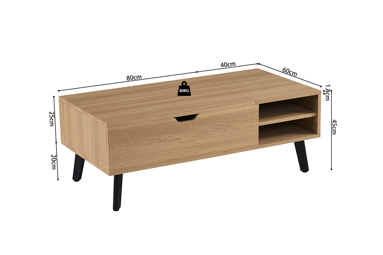 Table basse "Justine" plateau relevable décor chêne naturel - Image 12