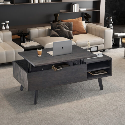 Table basse "Justine" plateau relevable décor brun foncé