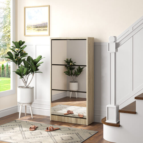 Rangement chaussures 3 tiroirs miroir "Mex"