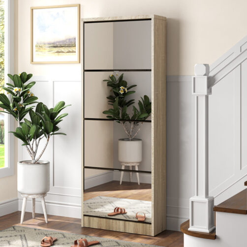 Rangement chaussures 4 tiroirs miroir "Mex"