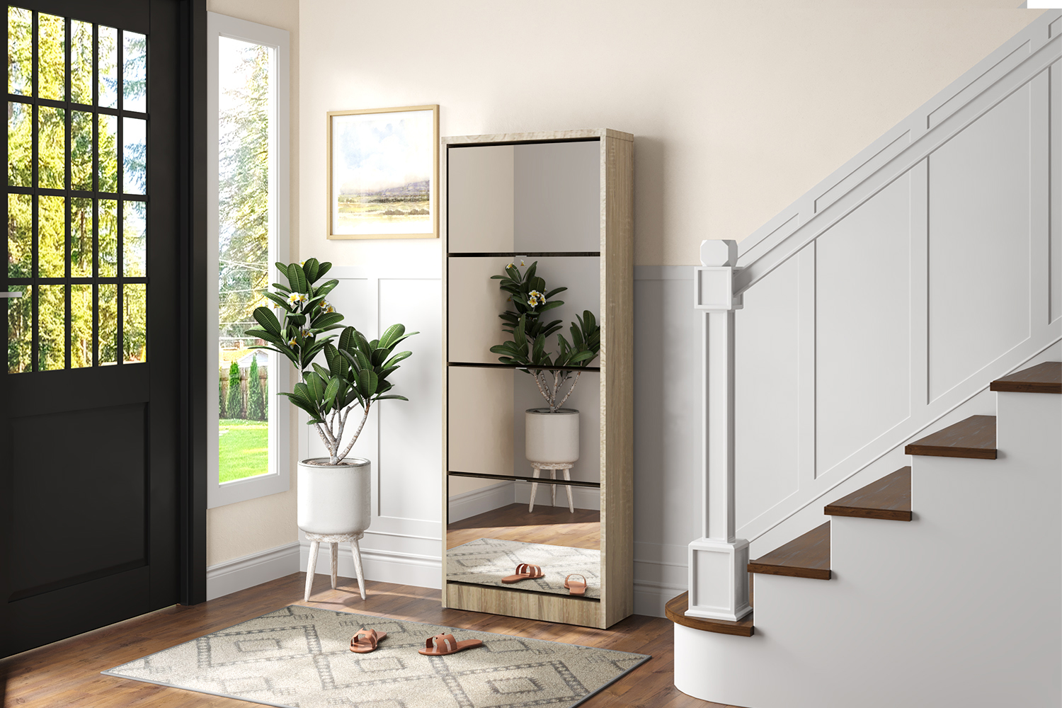 Rangement chaussures 4 tiroirs miroir "Mex" - Image 2