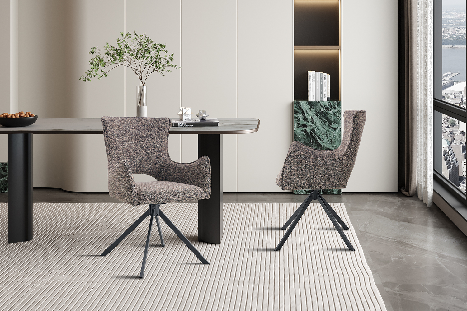 Chaise pivotante en tissu "Billy" - Image 3