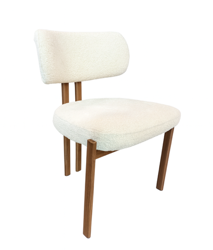 Chaise "Girona" effet noyer et tissu bouclé écru