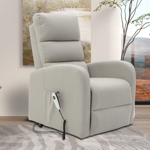 Fauteuil relax électrique avec fonction de levage 'Bruges' en tissu gris clair
