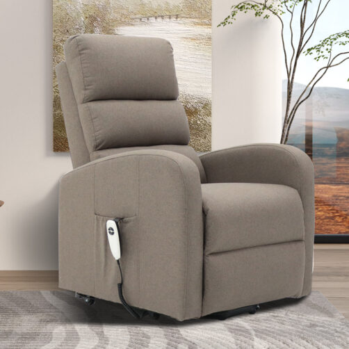 Fauteuil relax électrique avec fonction de levage 'Bruges' en tissu taupe