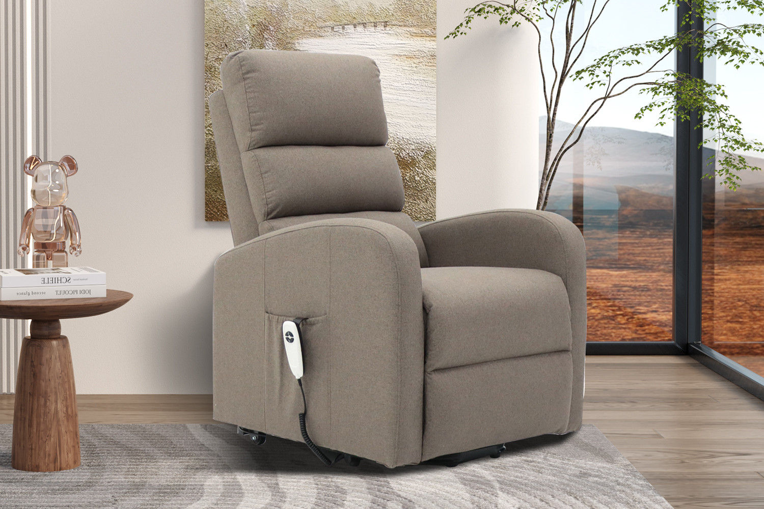 Fauteuil relax électrique avec fonction de levage 'Bruges' en tissu taupe