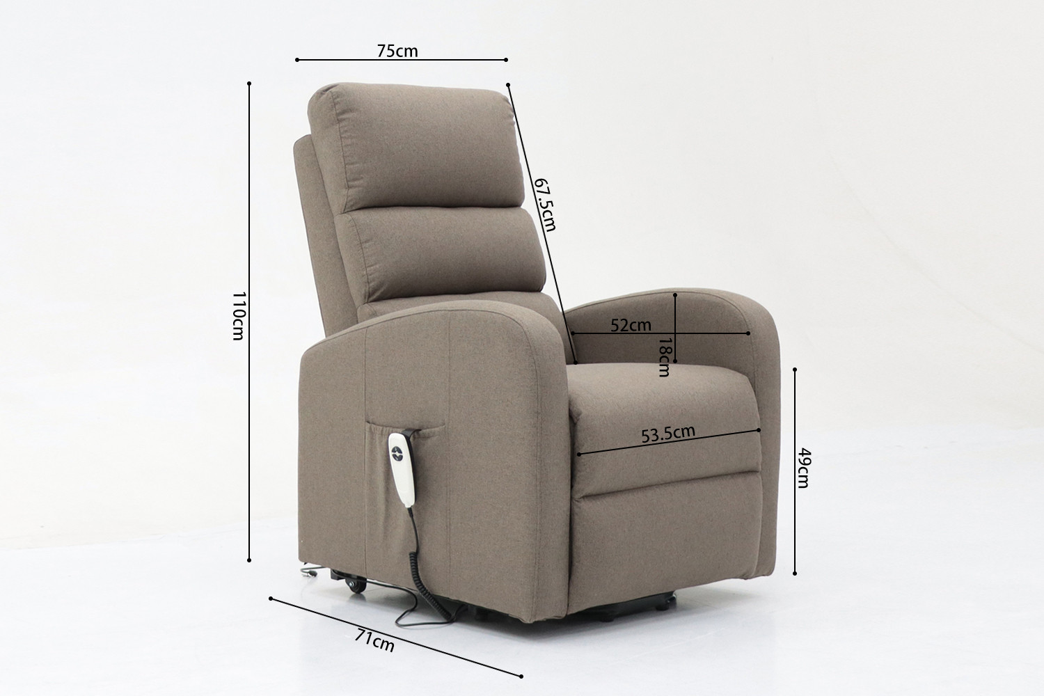 Fauteuil relax électrique avec fonction de levage 'Bruges' en tissu taupe - Image 9
