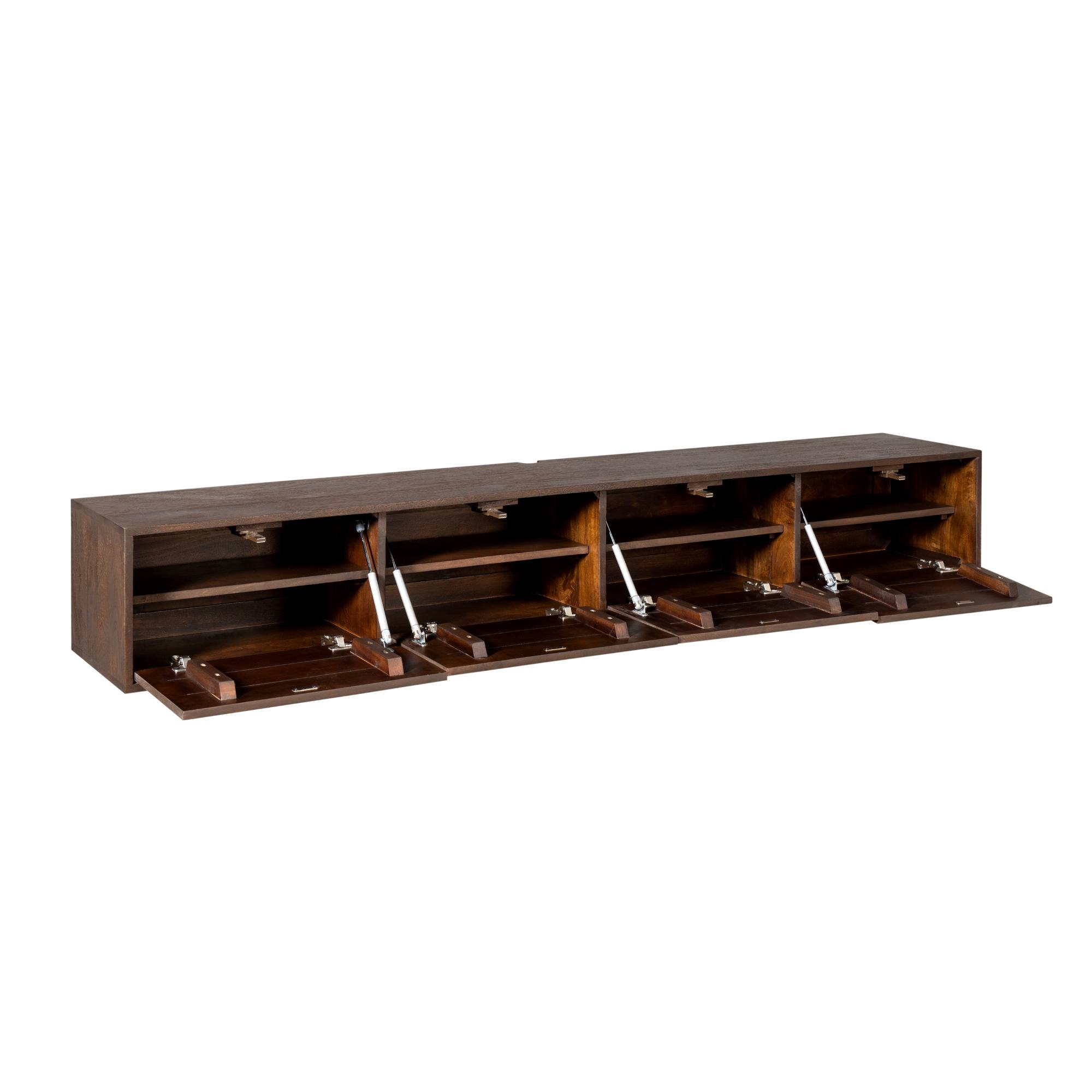 Meuble TV suspendu Vision Brown | Bois de manguier | 200 cm - Image 4