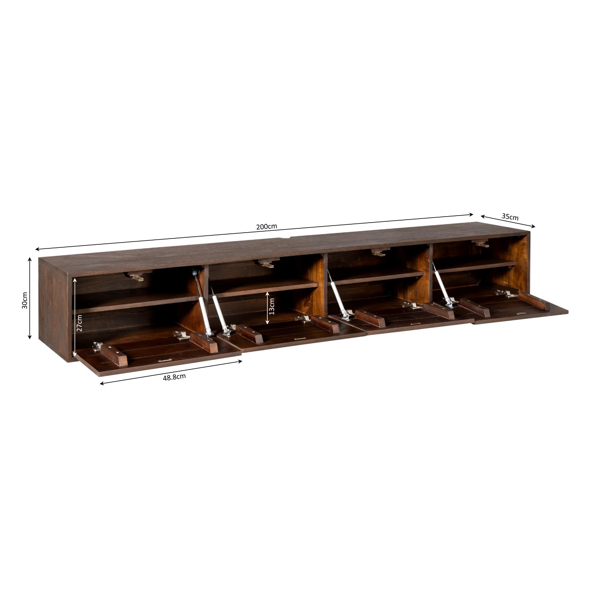 Meuble TV suspendu Vision Brown | Bois de manguier | 200 cm - Image 6