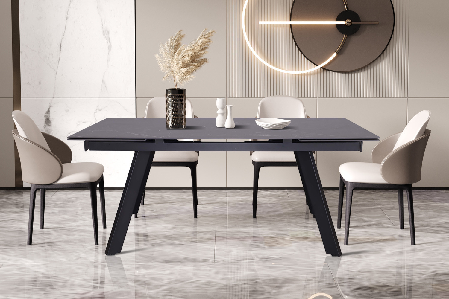 Table extensible 'Hera' 160-240 cm rectangulaire en pierre noire