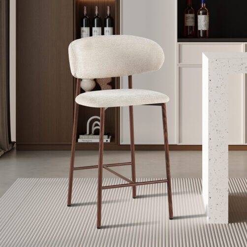 Chaise de bar pieds effet bois et tissu beige "Coco"