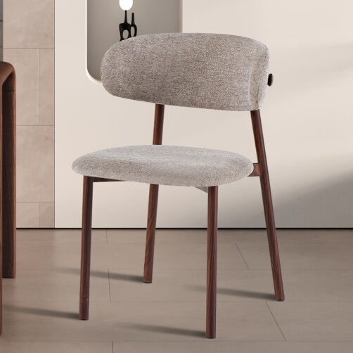 Chaise pieds effet bois et tissu sable "Coco"