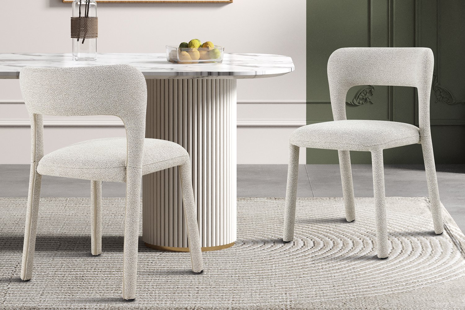 Chaise "Elvas" empilable en tissu écru - Image 3